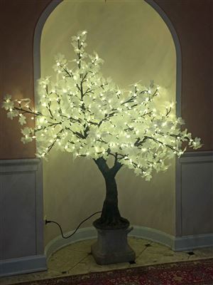 ALBERO A LED CON FOGLIE BIANCHE 170 CM -PRESTIGE-