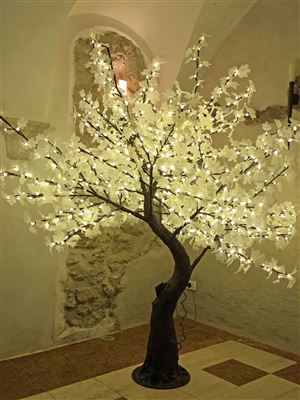 ALBERO A LED CON FOGLIE BIANCHE 200 CM - PRESTIGE-