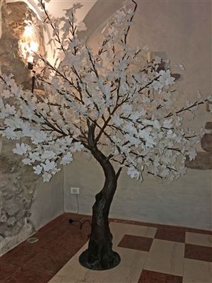 ALBERO A LED CON FOGLIE BIANCHE 200 CM - PRESTIGE-